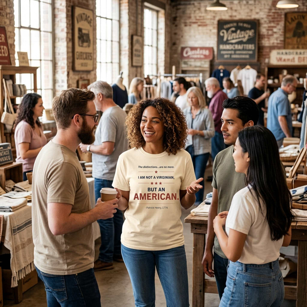 America's Founders Quote Tee | Patrick Henry — "An American," 1774