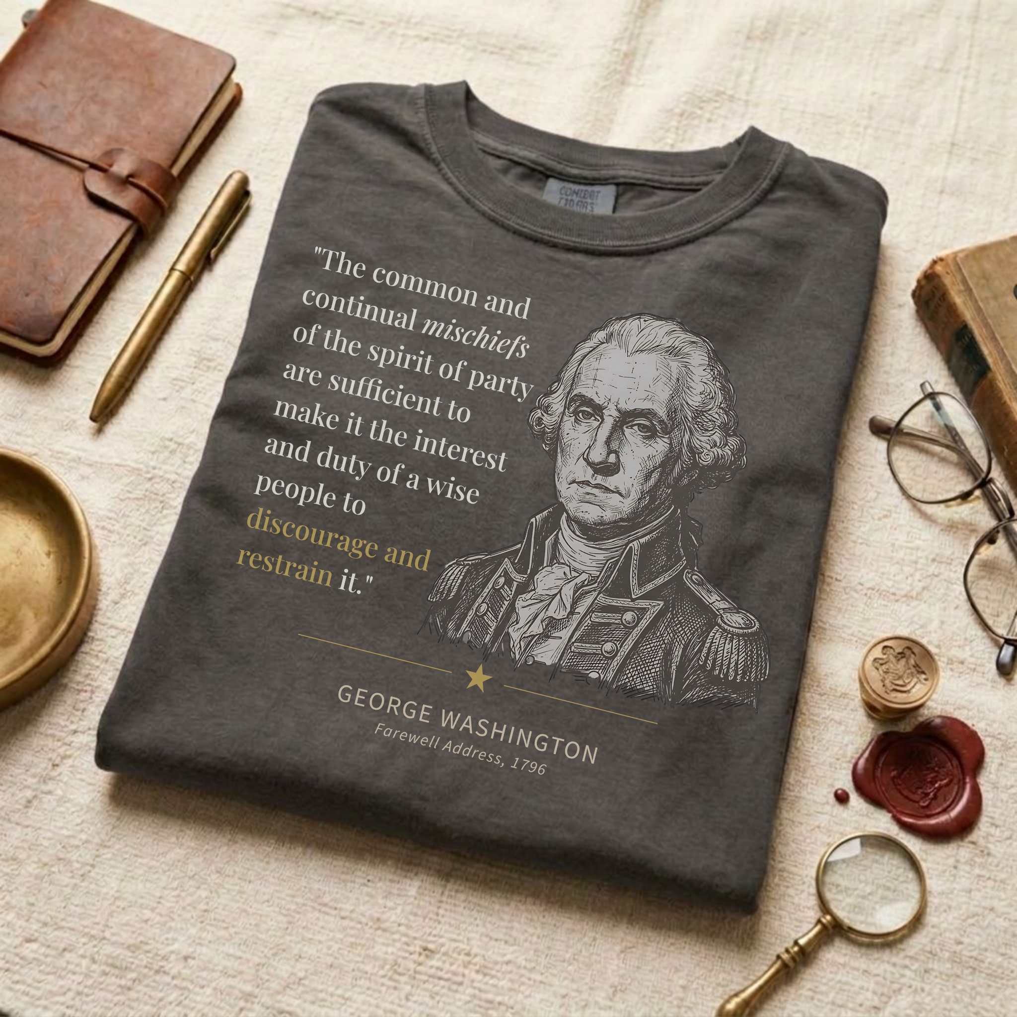 America's Founders Quote Tee | George Washington — Discourage Spirit of Party